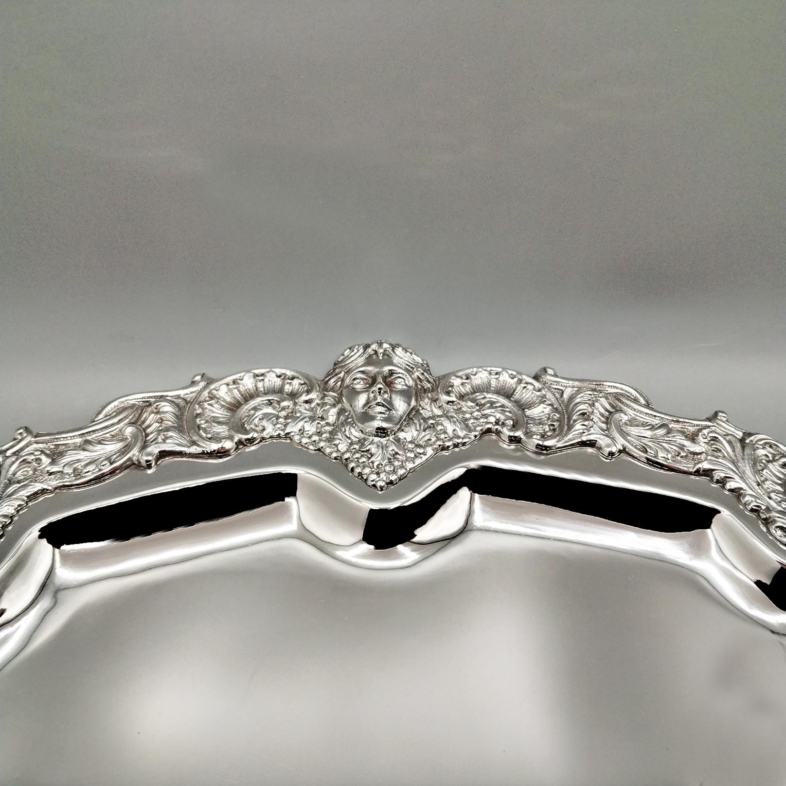 European 20th century Italian plate made of 800 silver in baroque style For Sale