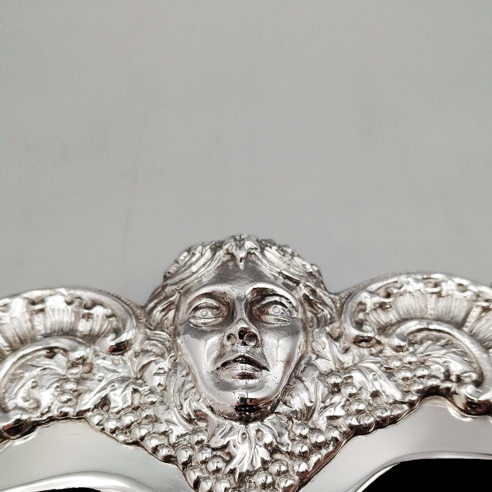 Late 20th Century 20th century Italian plate made of 800 silver in baroque style For Sale