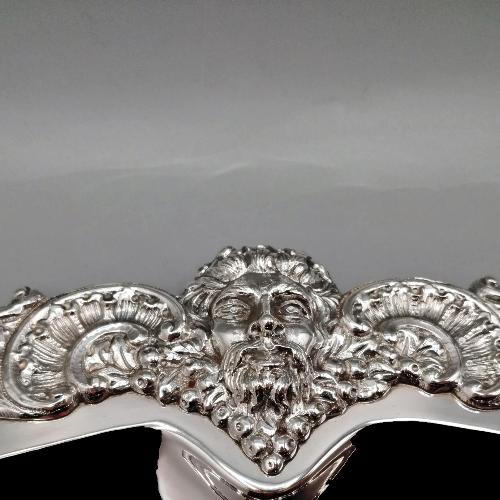 Silver 20th century Italian plate made of 800 silver in baroque style For Sale
