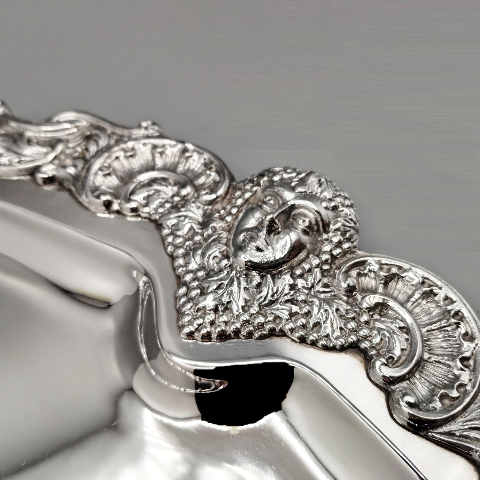 20th century Italian plate made of 800 silver in baroque style For Sale 1