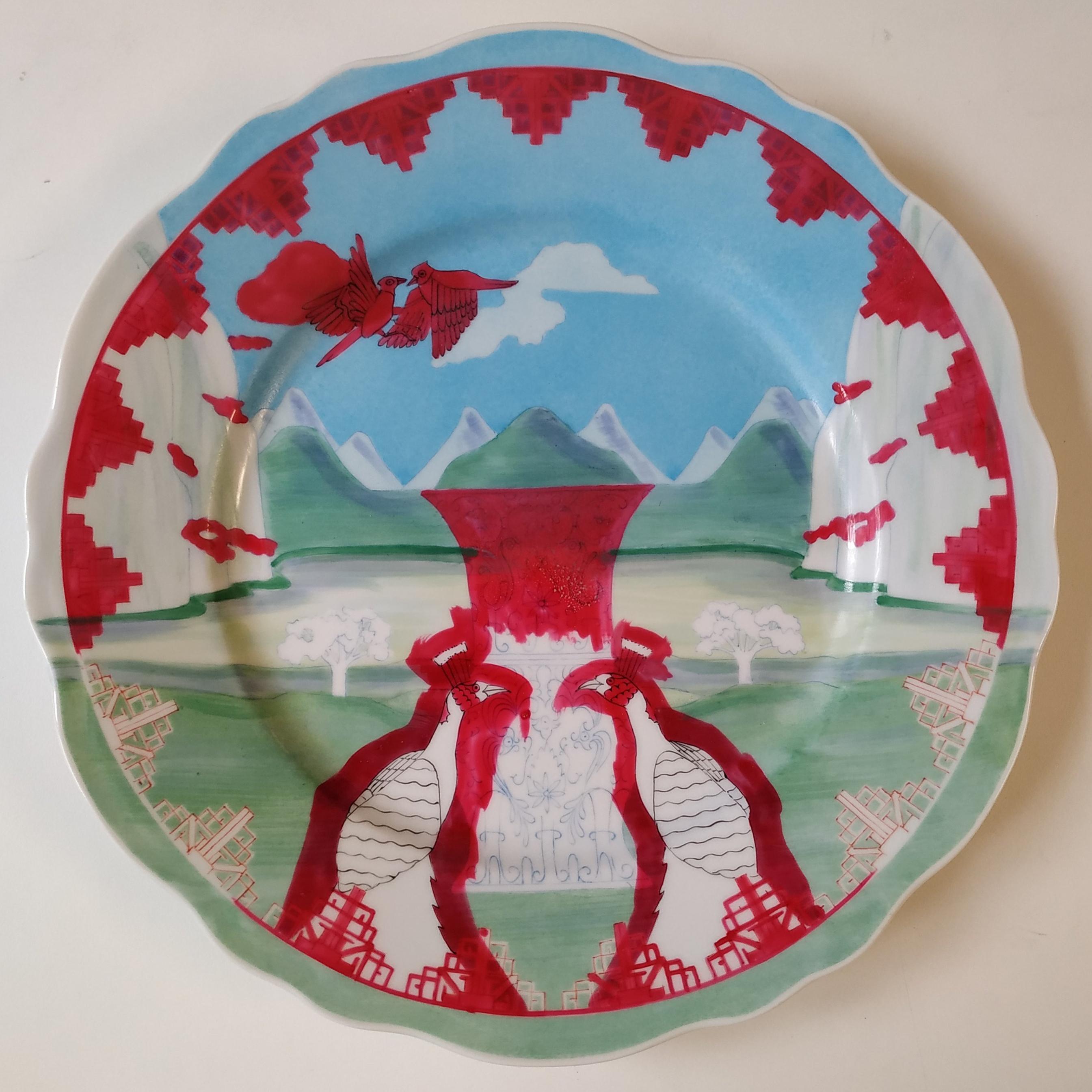 Porcelain Hand-painted French porcelain plate  For Sale