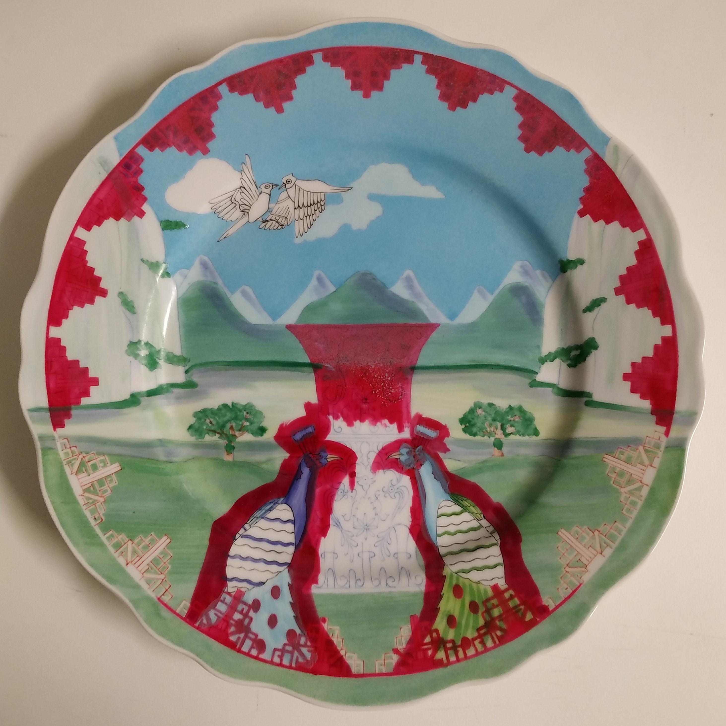 Hand-painted French porcelain plate  For Sale 1