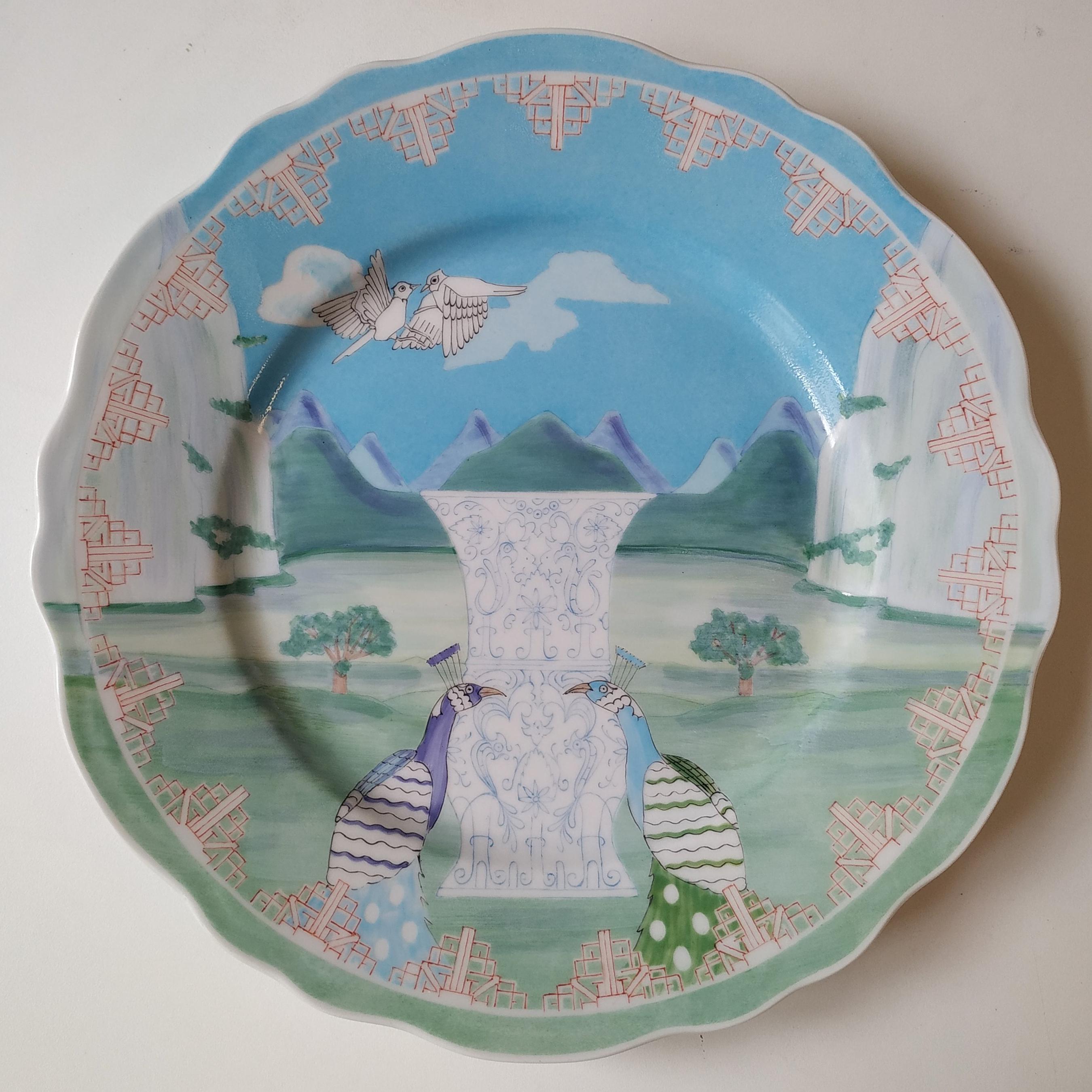 Hand-painted French porcelain plate  For Sale 2