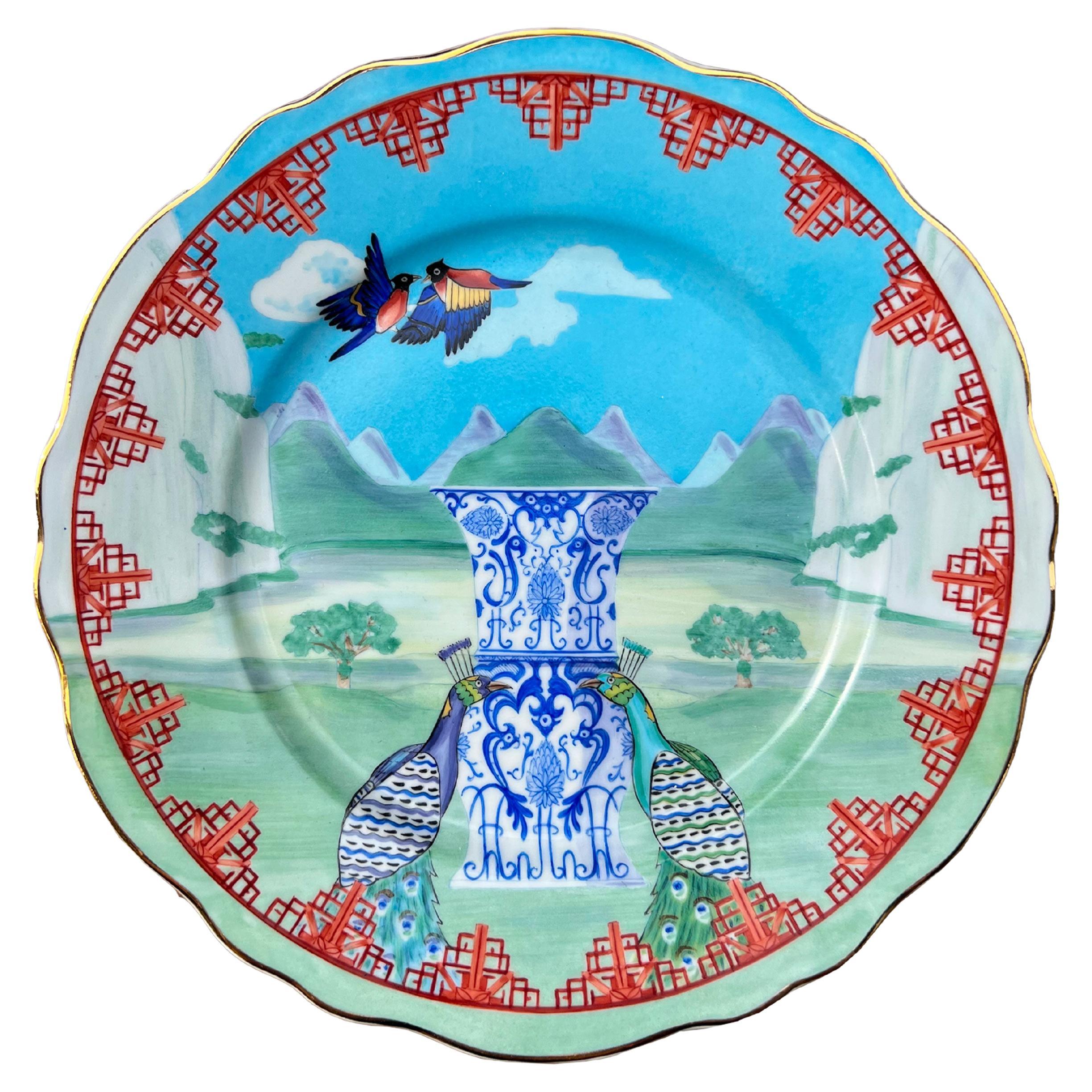 Hand-painted French porcelain plate 