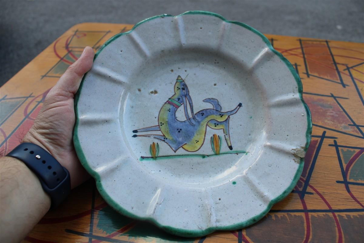 Plato redondo de Vietri 1950 con decoración de Aries Mid-20th Century en venta