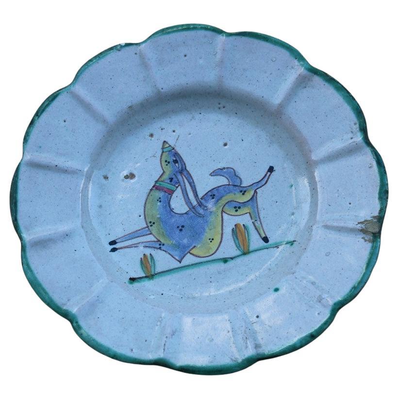 Piatto rotondo di Vietri 1950 con decoro di Ariete