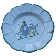 Assiette ronde de Vietri 1950 avec décor de Bélier