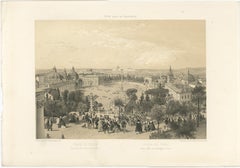 Piazza del Popolo from the Pincian Hill, Rome – Benoist 1869 Lithograph