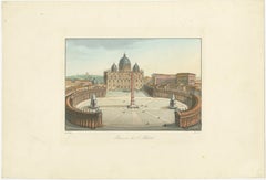 Piazza di S. Pietro – Antique Hand-Coloured View of St. Peter’s Square (c.1840)
