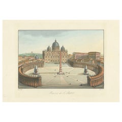 Piazza di S. Pietro – Antique Hand-Coloured View of St. Peter’s Square (c.1840)