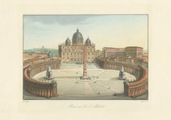 Piazza di S. Pietro – Antique Hand-Coloured View of St. Peter’s Square (c.1840)