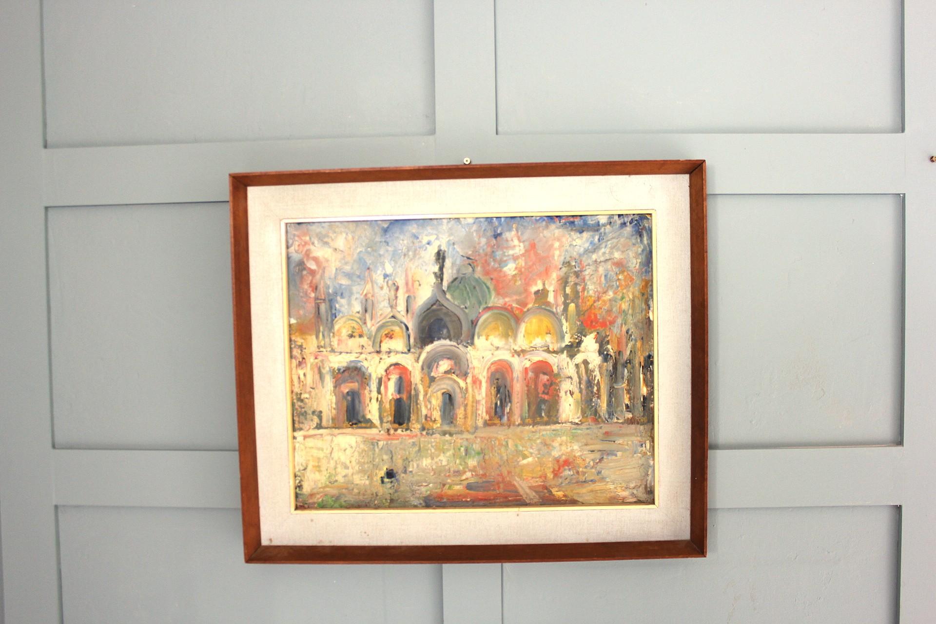 Piazza San Marco Venecia Panting por Emanuele Cappello Moderno de mediados de siglo en venta
