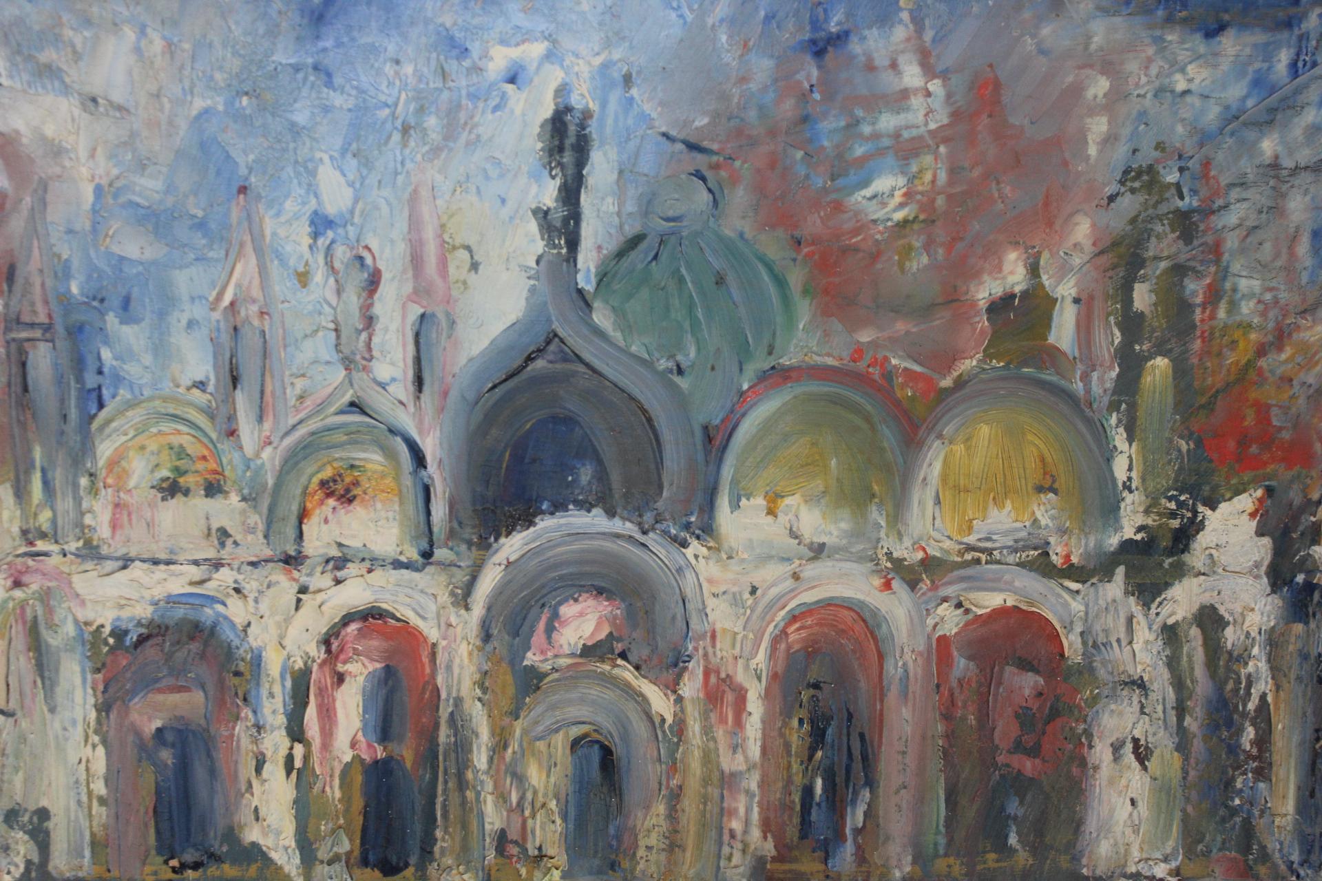 Piazza San Marco Venecia Panting por Emanuele Cappello siglo XX en venta