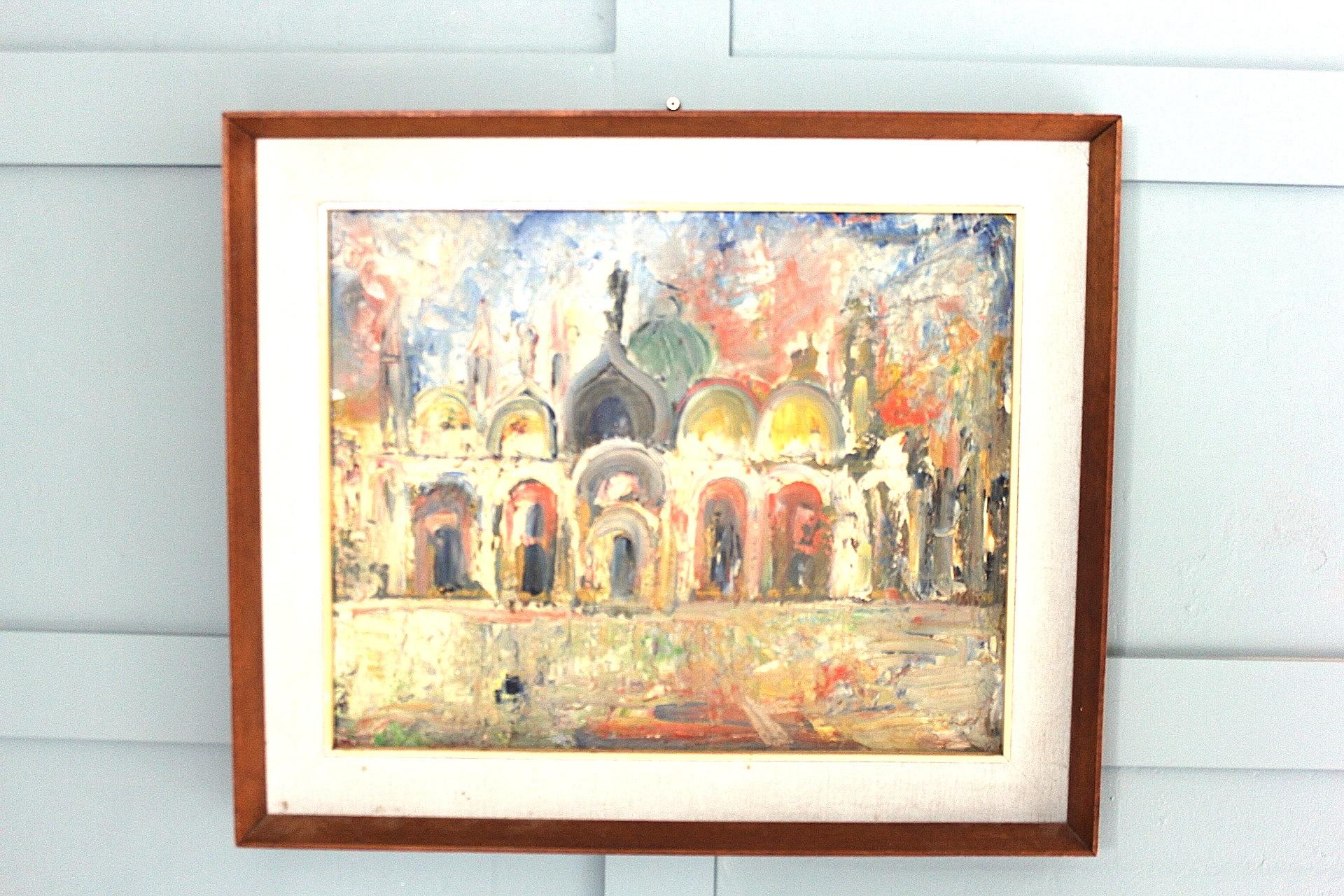 Piazza San Marco Venecia Panting por Emanuele Cappello Pintura en venta