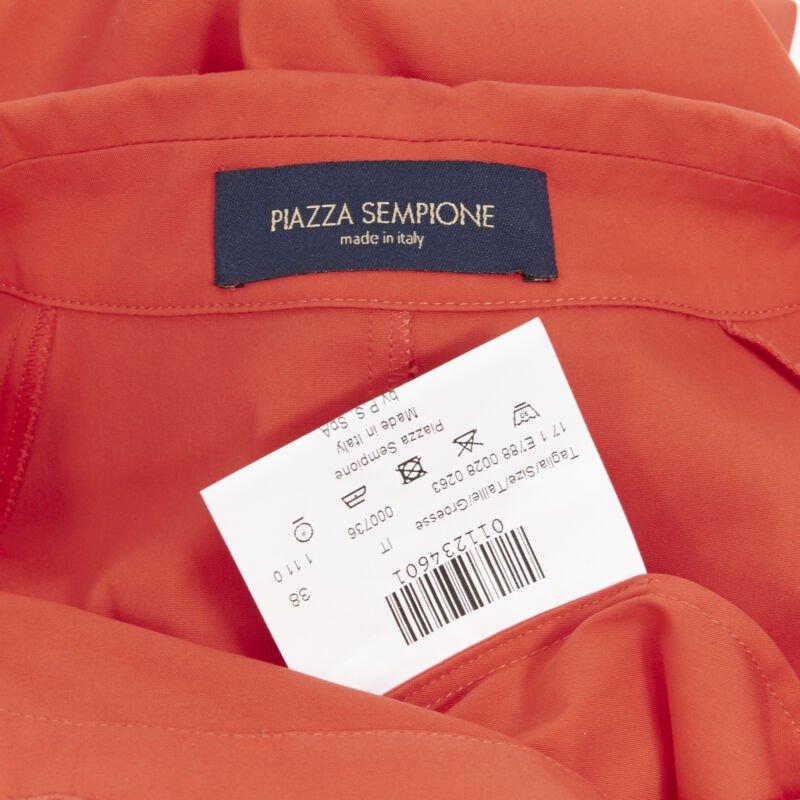 PIAZZA SEMPIONE red cotton blend white overstitch babydoll blouse top IT38 For Sale 5