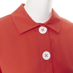 PIAZZA SEMPIONE rouge coton mélangé blanc surpiqué babydoll blouse top IT38