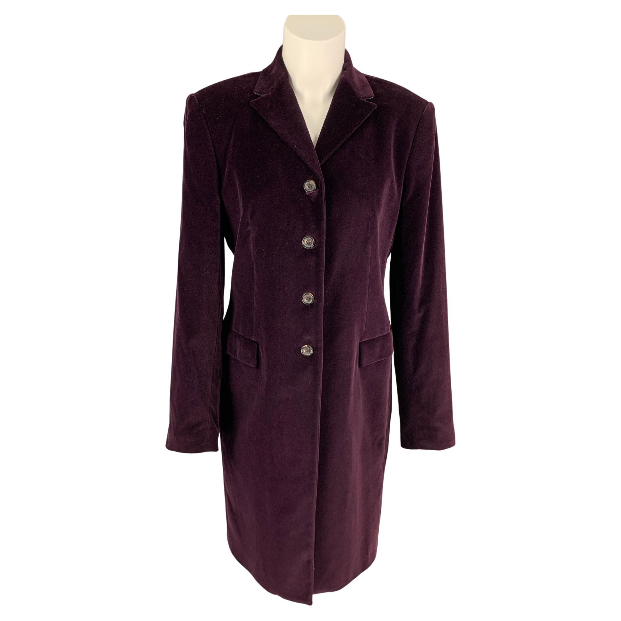 PIAZZA SEMPIONE Size 8 Purple Cotton Blend Velvet Coat