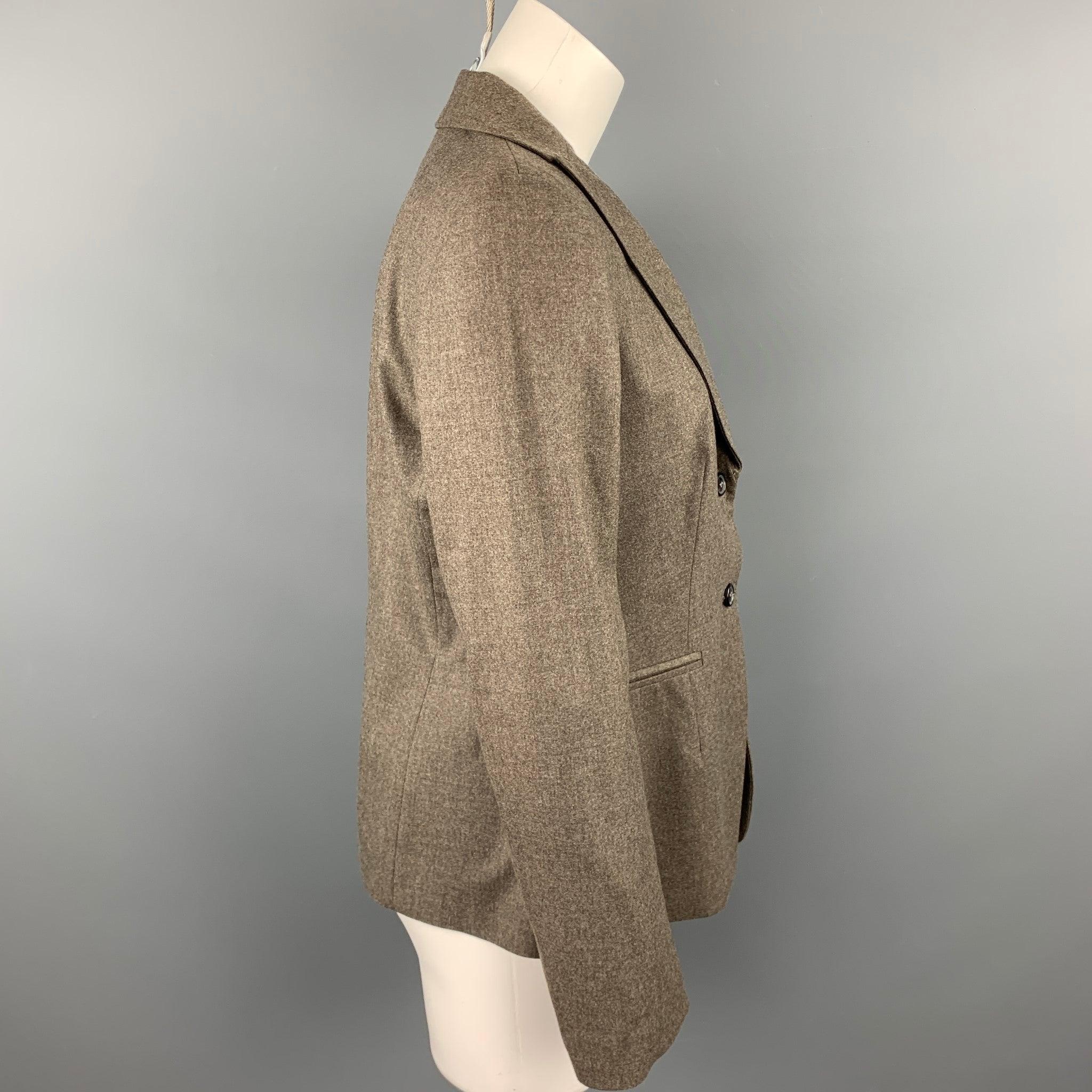 PIAZZA SEMPIONE Size L Taupe Wool Blend Notch Lapel Buttoned Blazer In Good Condition For Sale In San Francisco, CA