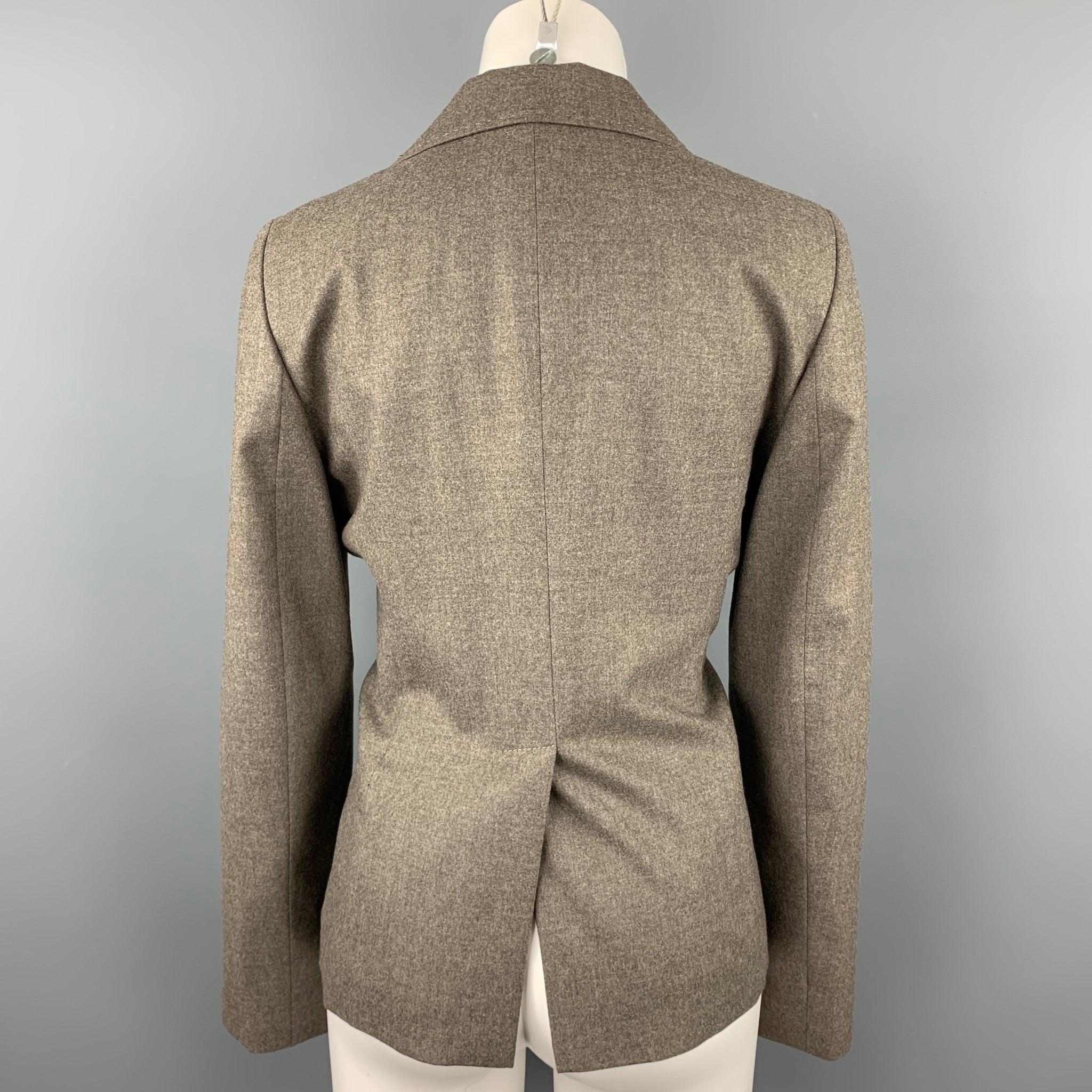 Women's PIAZZA SEMPIONE Size L Taupe Wool Blend Notch Lapel Buttoned Blazer For Sale