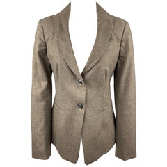 PIAZZA SEMPIONE Size L Taupe Wool Blend Notch Lapel Buttoned Blazer