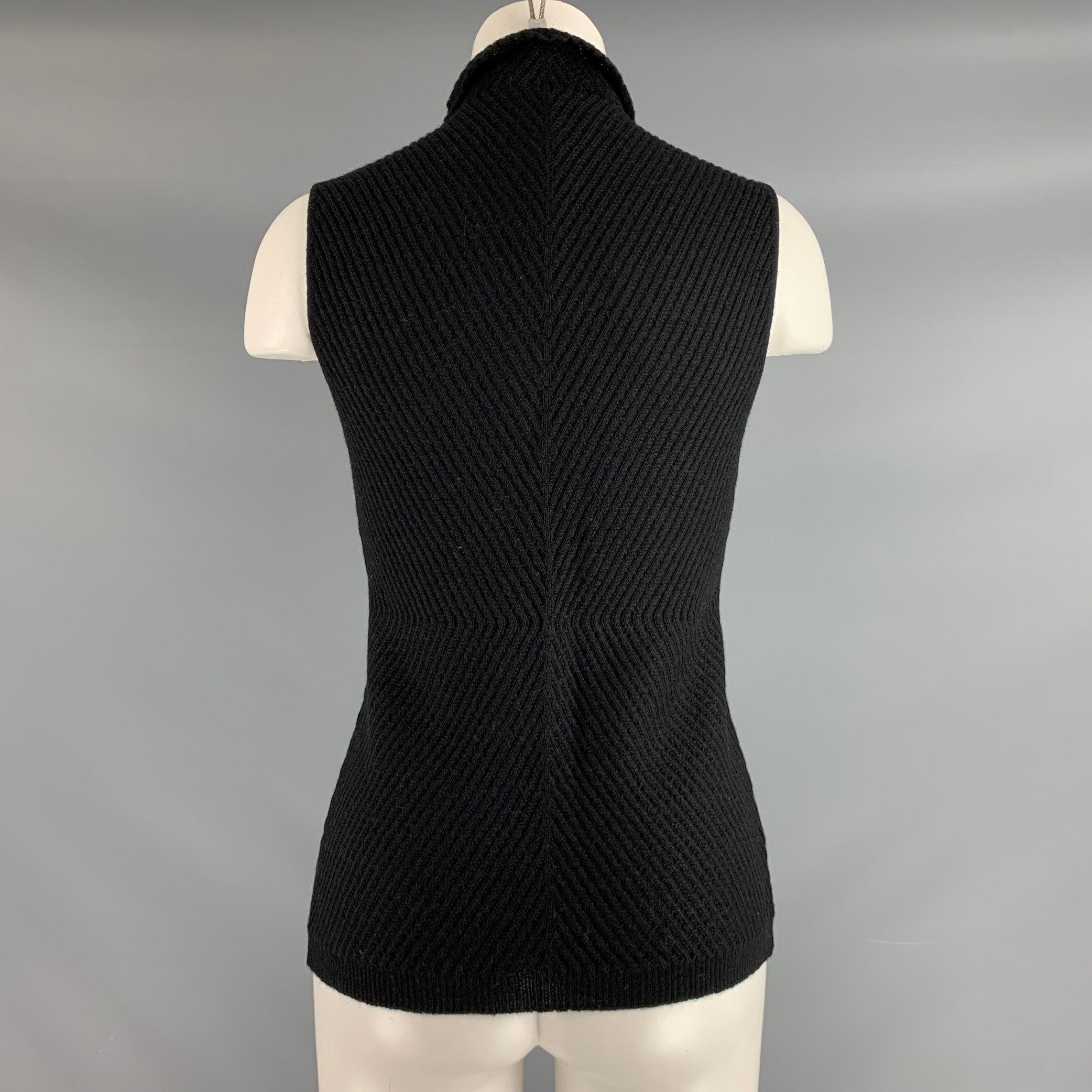 PIAZZA SEMPIONE Size M Black Knit Chevron Sleeveless Casual Top In Good Condition In San Francisco, CA