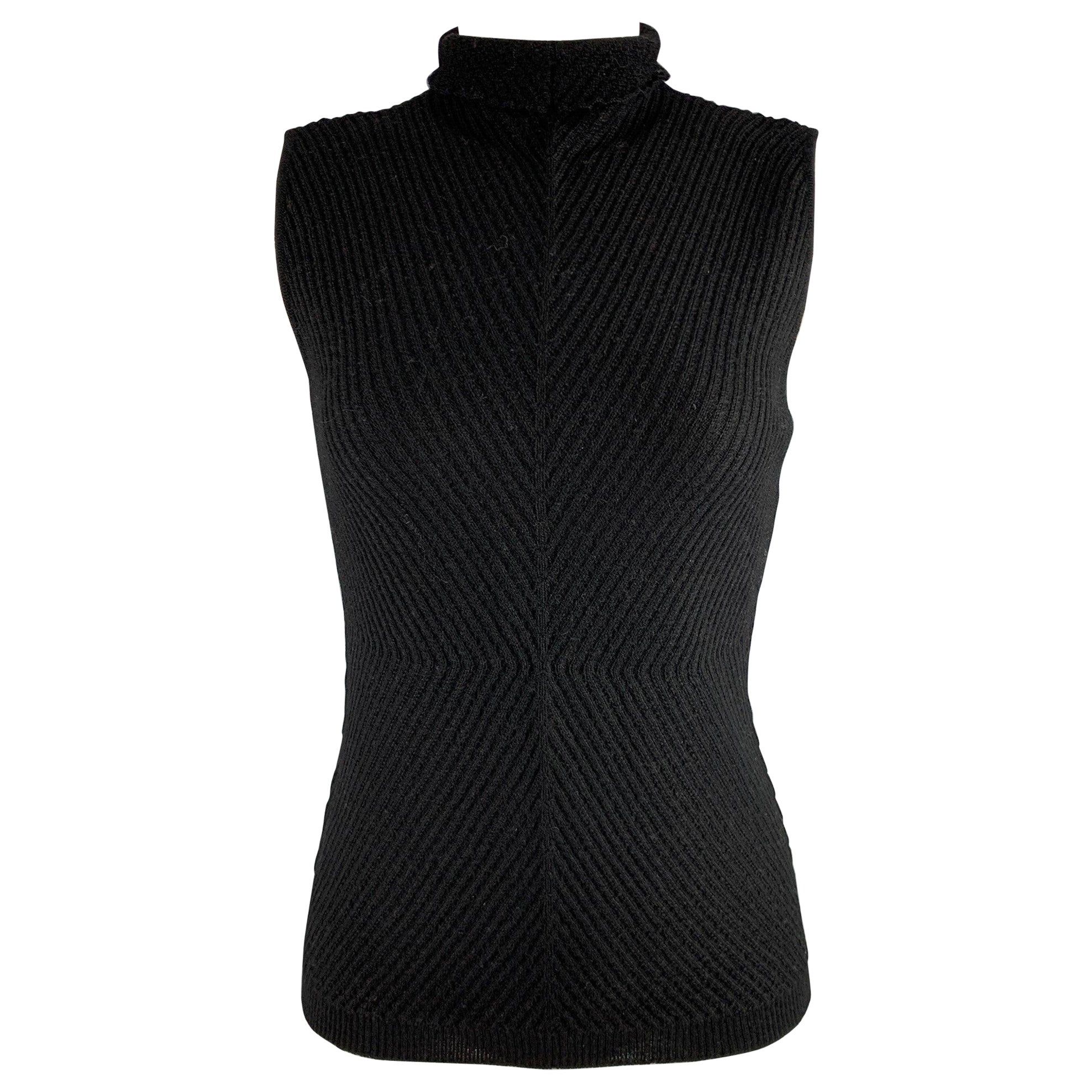 PIAZZA SEMPIONE Size M Black Knit Chevron Sleeveless Casual Top