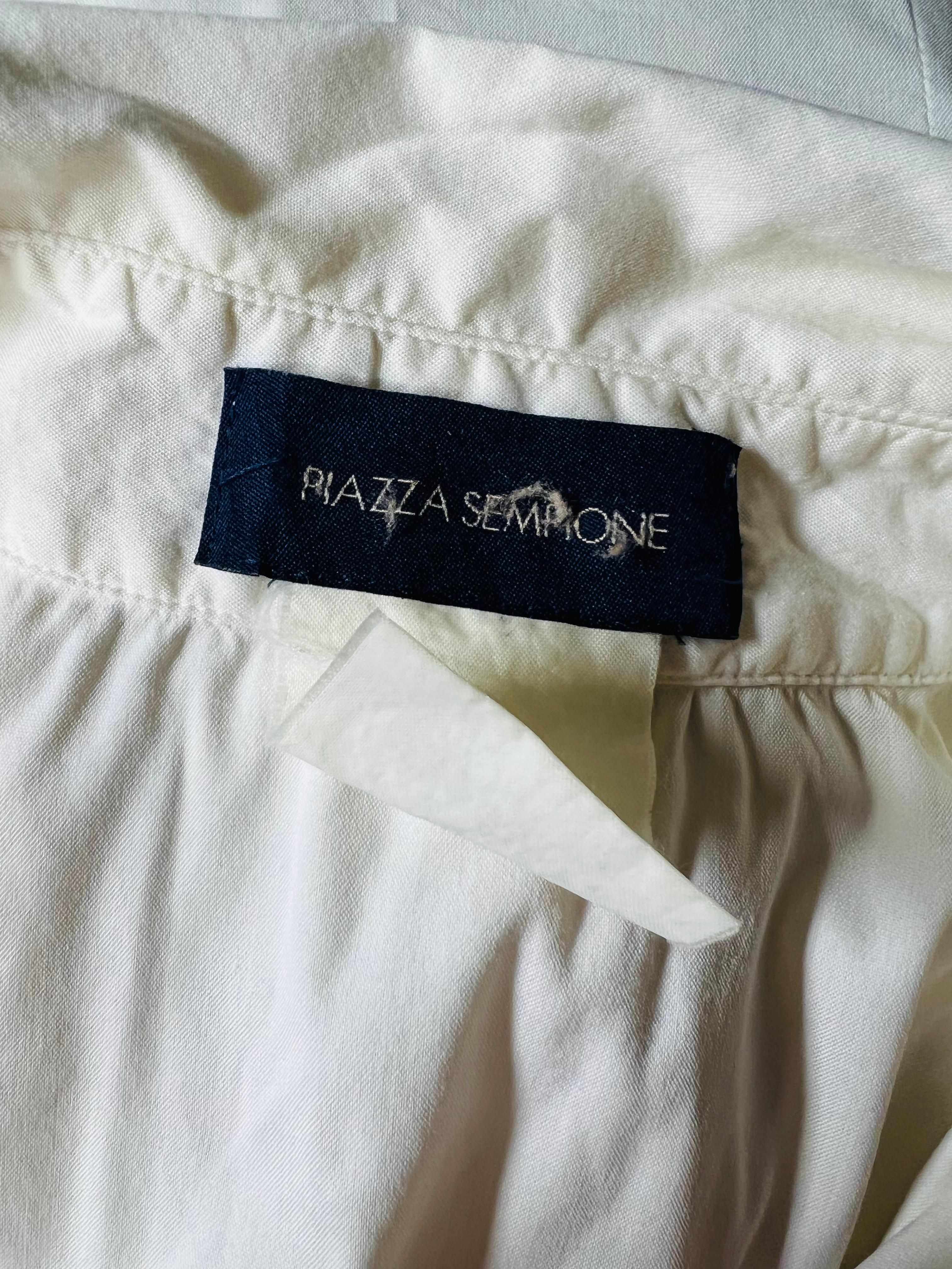 Piazza Sempione White Shirt Blouse, Size Small In Excellent Condition For Sale In Beverly Hills, CA