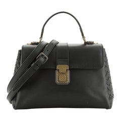 Piazza Top Handle Bag Leather with Intrecciato Detail Small
