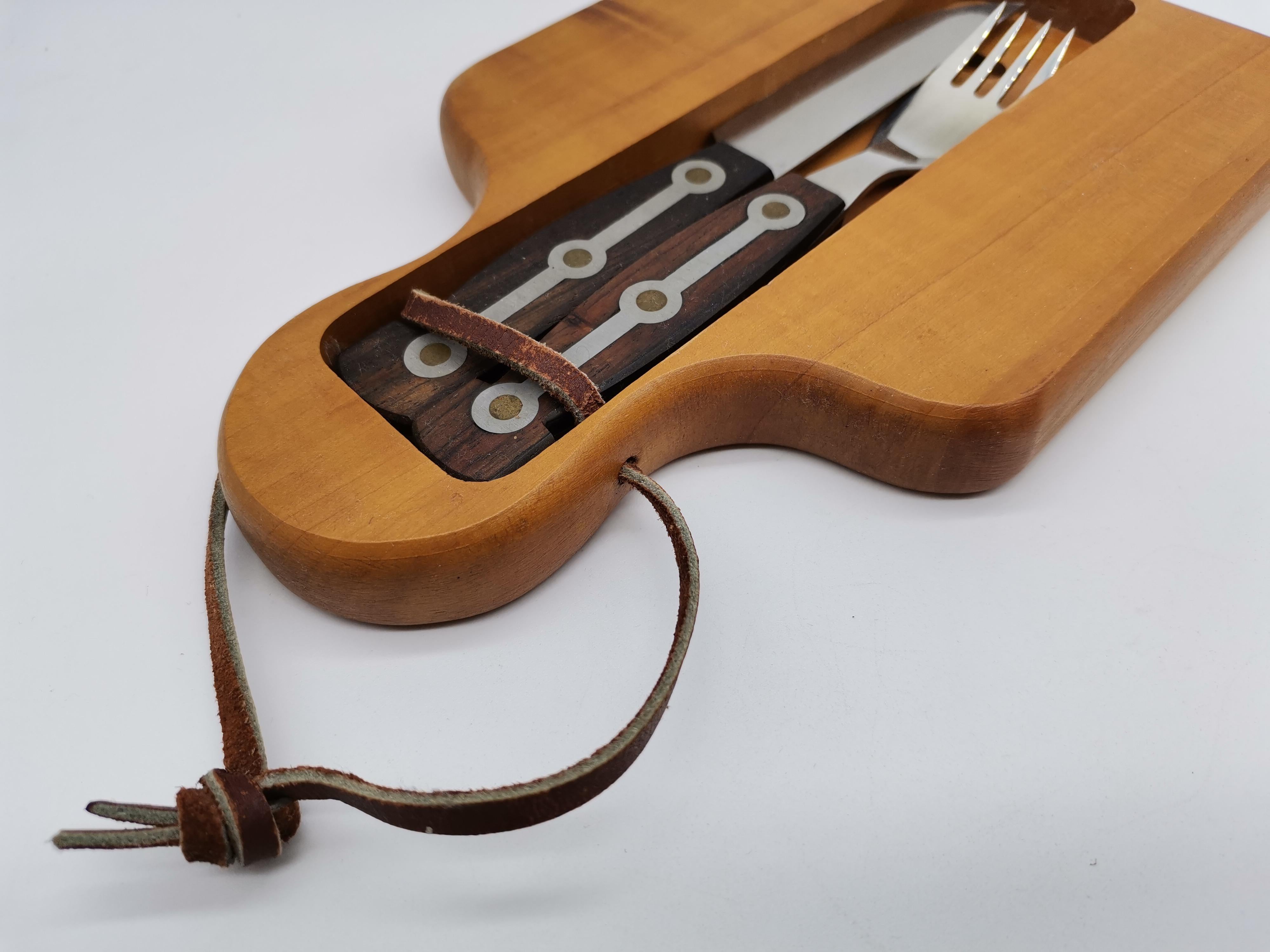 20ième siècle Set Pic Nic, bois et acier inoxydable, Autriche en vente