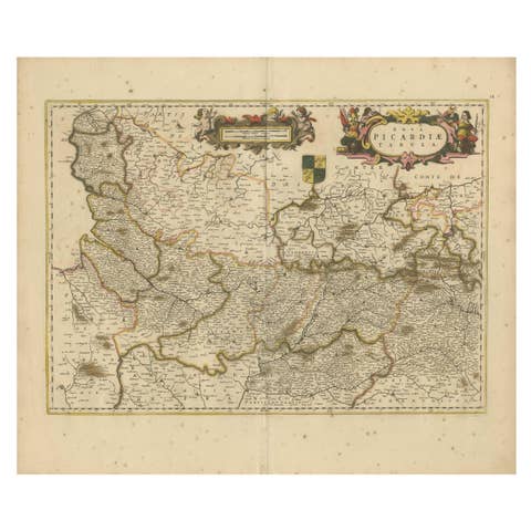 Picardy Map - Hand-Colored 17th-Century Engraving by Frederik De Wit c. 1688