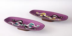 Picart Le Doux Abstract Figures Purple Footed Vide Poche, France 1950's