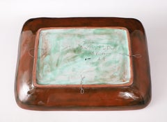 Picart Le Doux “Birds” Burnt Orange Charger, France 1950's