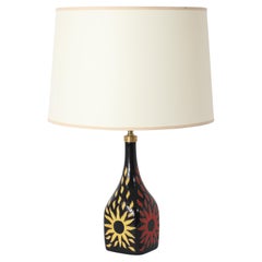 Picart Le Doux Black “Sun” Table Lamp, France 1950
s