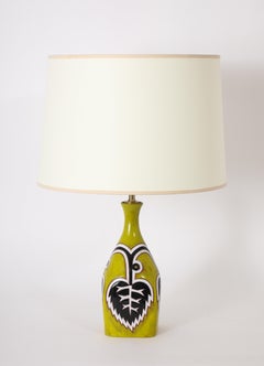 Picart Le Doux Yellow “Leaves” Table Lamp, France 1950's
