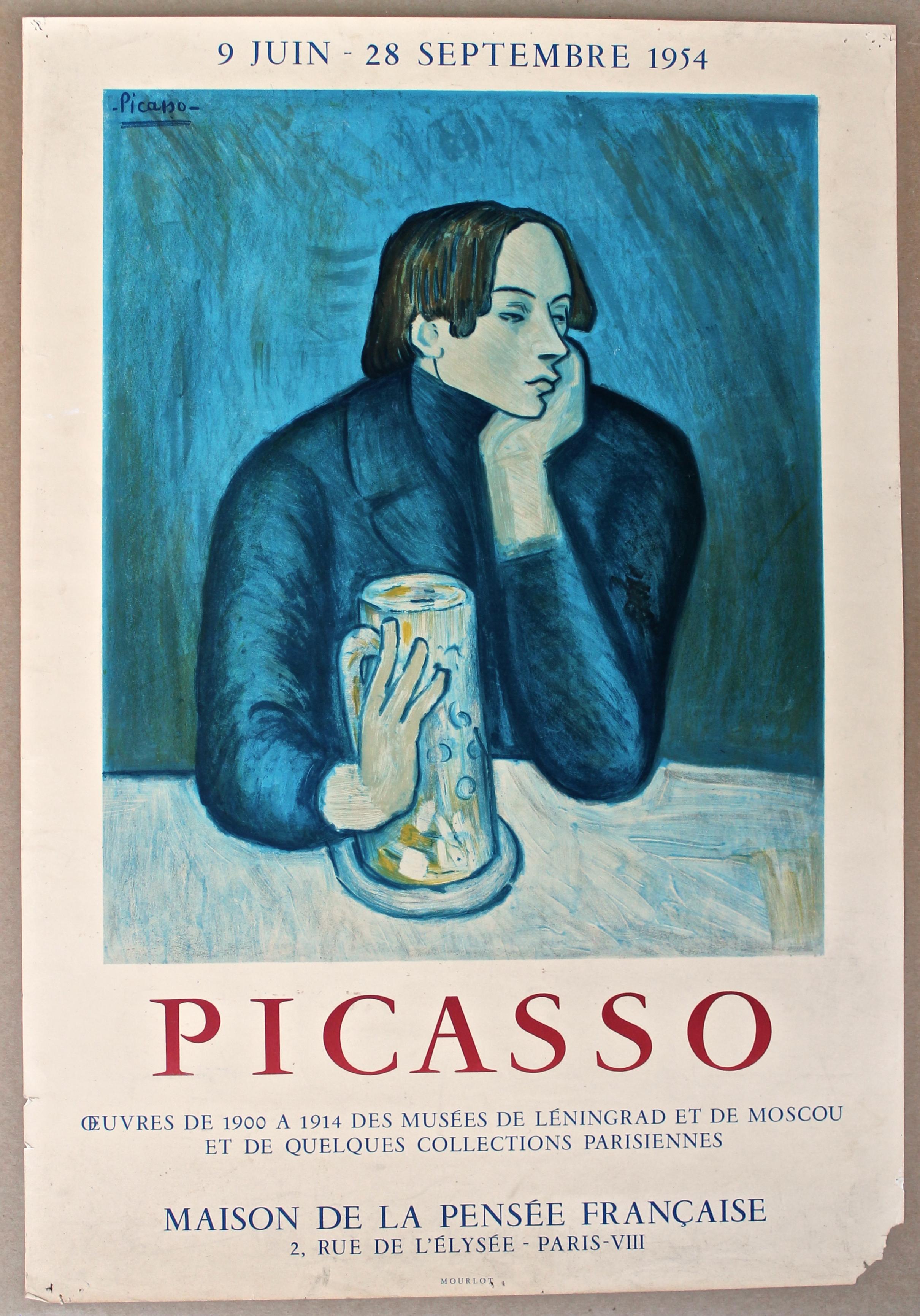 Picasso 1954 Mourlot poster reproducing one of his 'Blue Period' paintings.