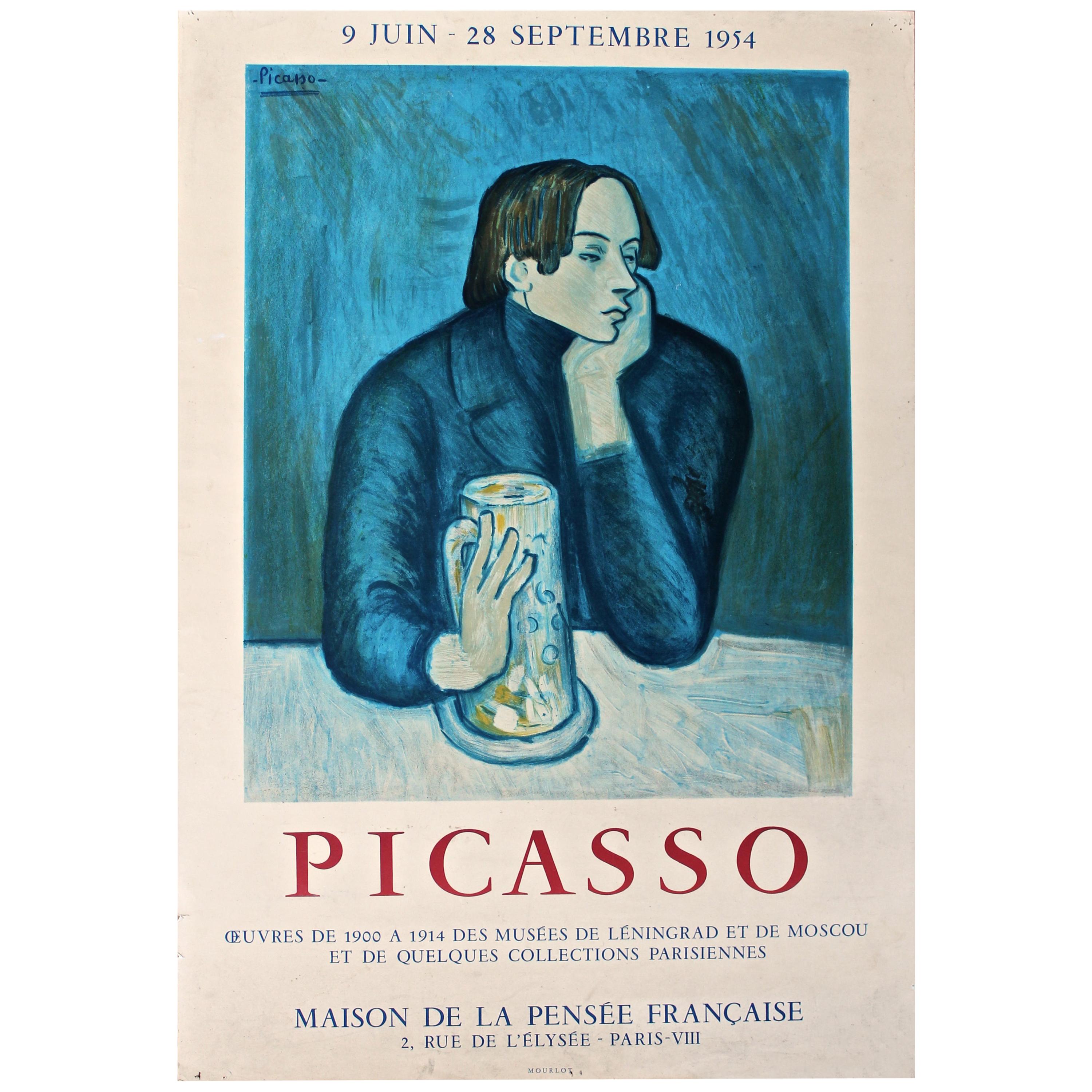 Pablo Picasso 1954 Mourlot Poster, das ein Gemälde der "Blauen Periode" reproduziert