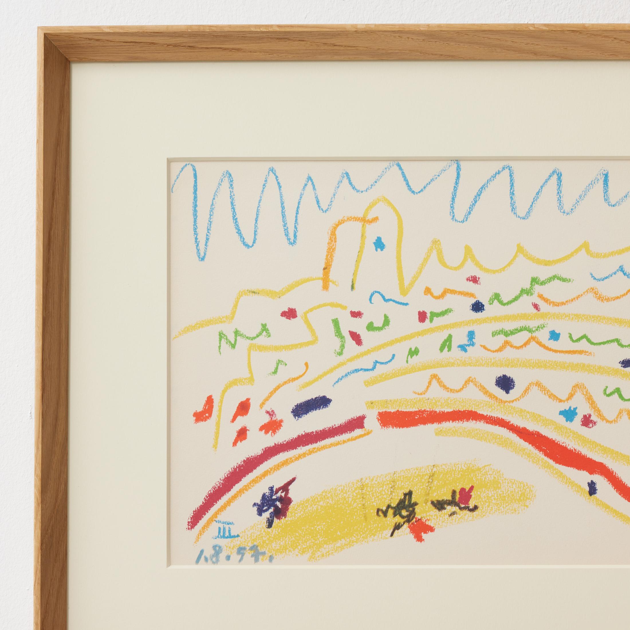 Picasso 1961 Lithograph from Toros y Toreros — Crayon Drawing Reproduction (Moderne der Mitte des Jahrhunderts) im Angebot