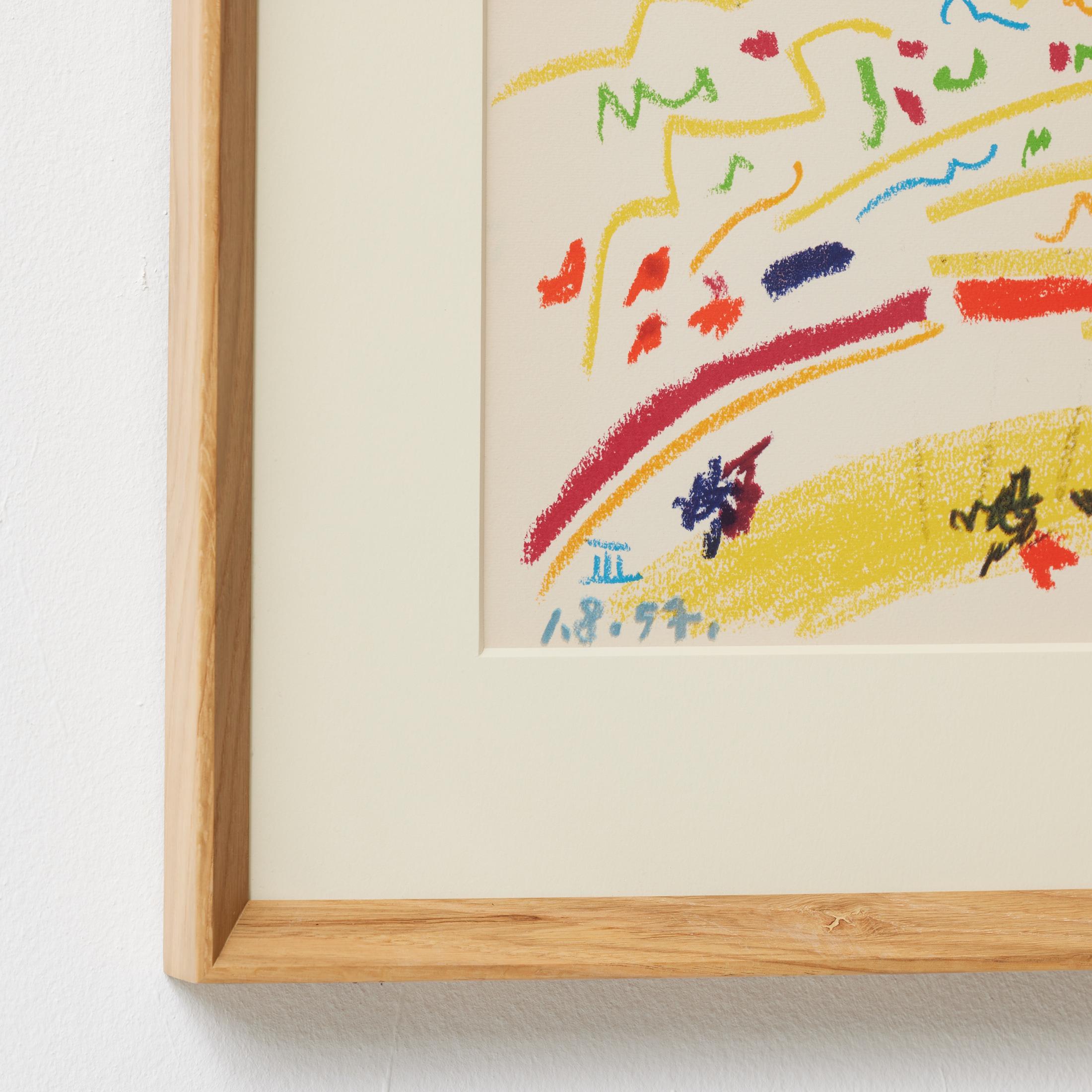 Picasso 1961 Lithograph from Toros y Toreros — Crayon Drawing Reproduction (Papier) im Angebot