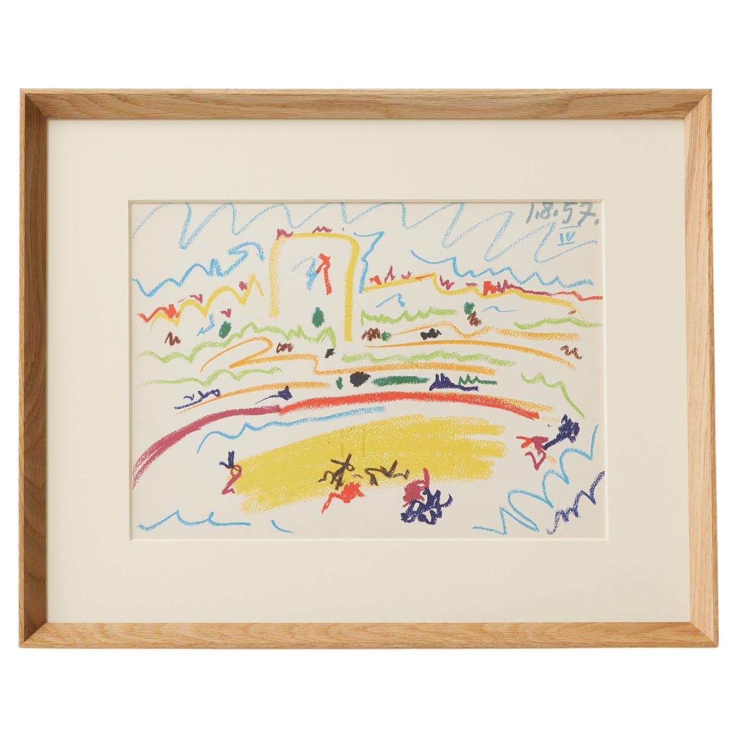 Picasso 1961 Lithograph from Toros y Toreros — Crayon Drawing Reproduction