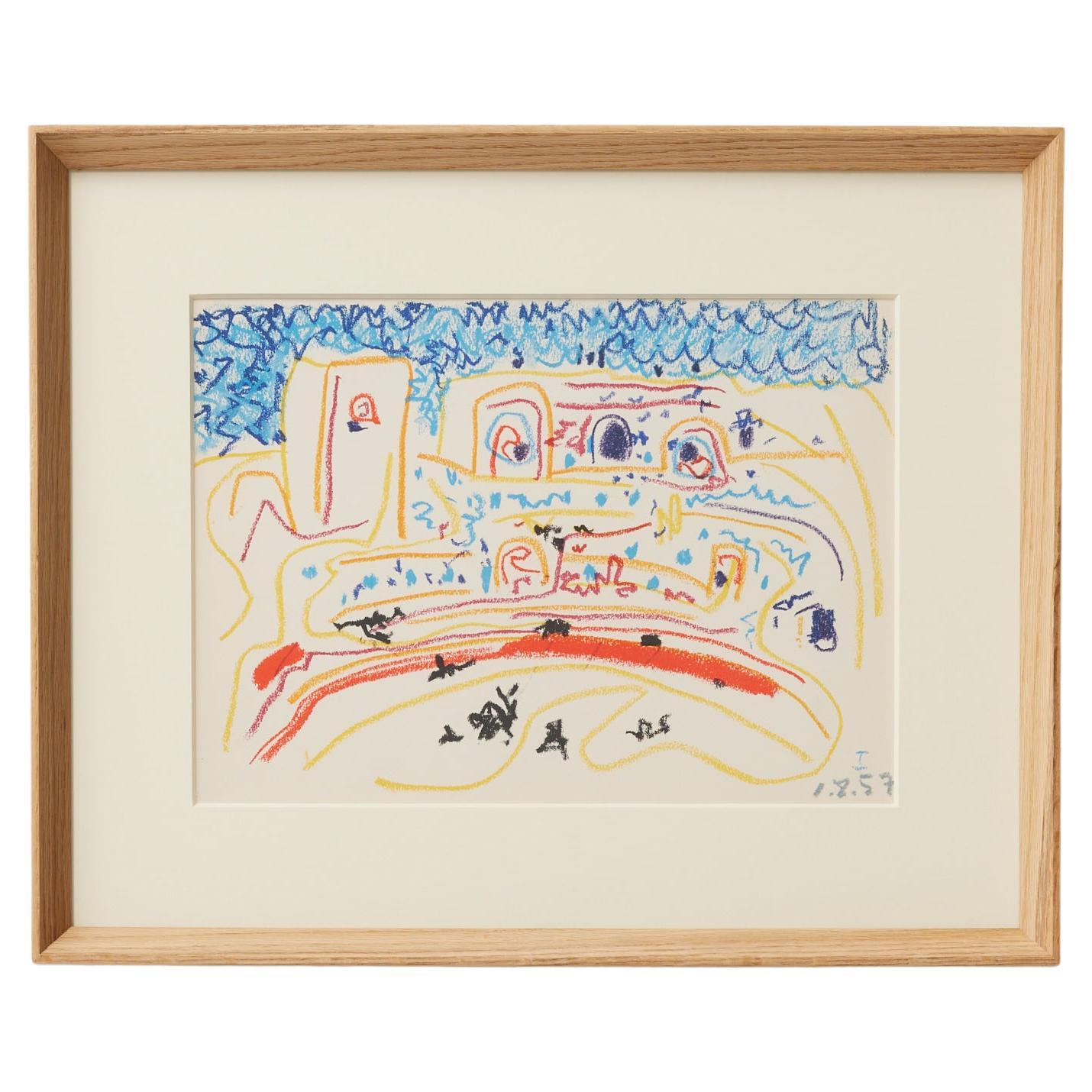 Picasso 1961 Lithograph from Toros y Toreros — Crayon Drawing Reproduction