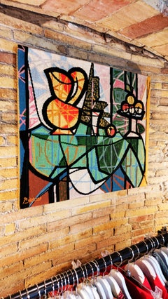 Picasso "After" Still Life Wool Needlepoint Tapestry, circa 1970s