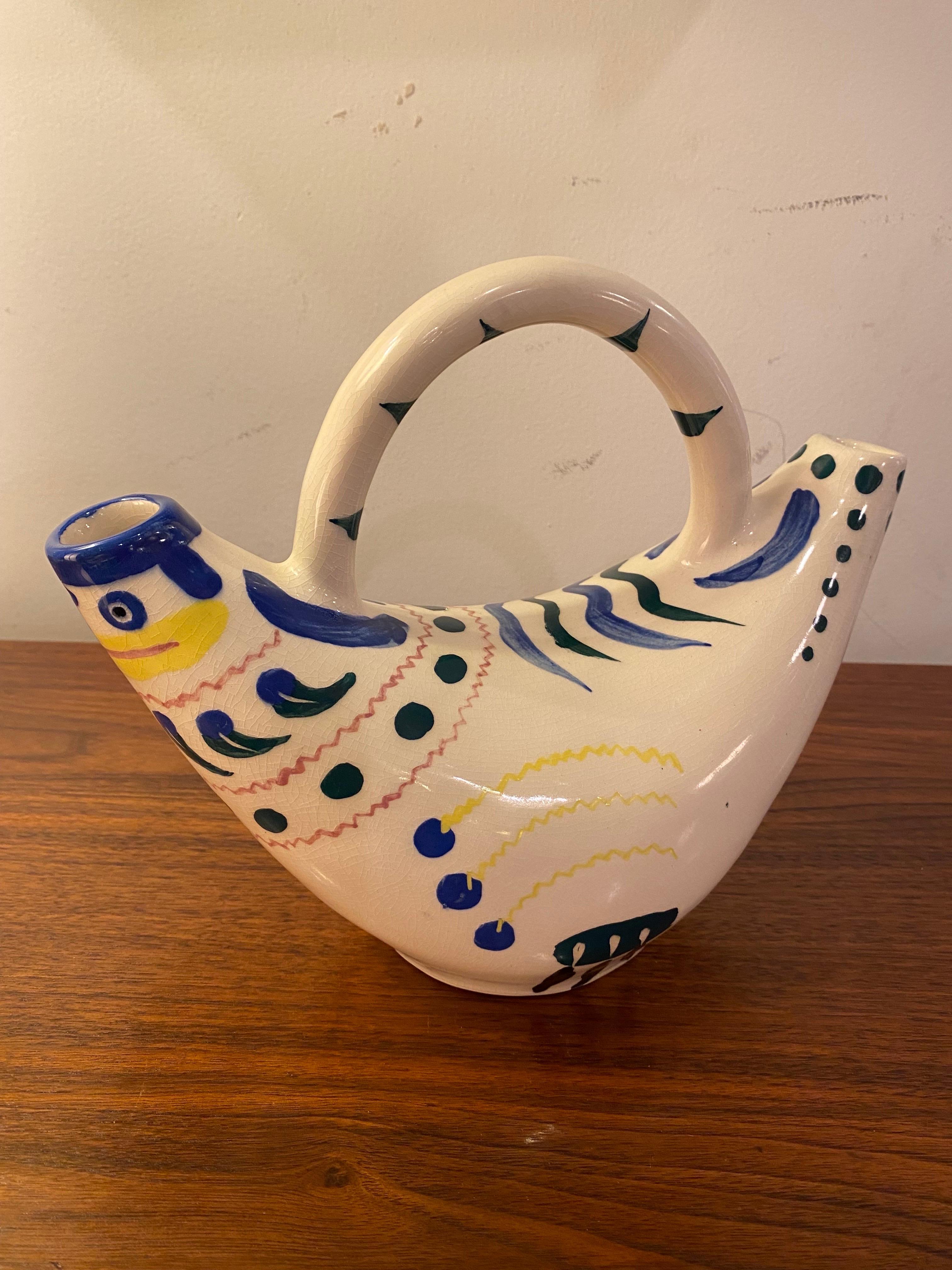 Mexican Picasso Bird Ceramic Pitcher, Made in Mexico