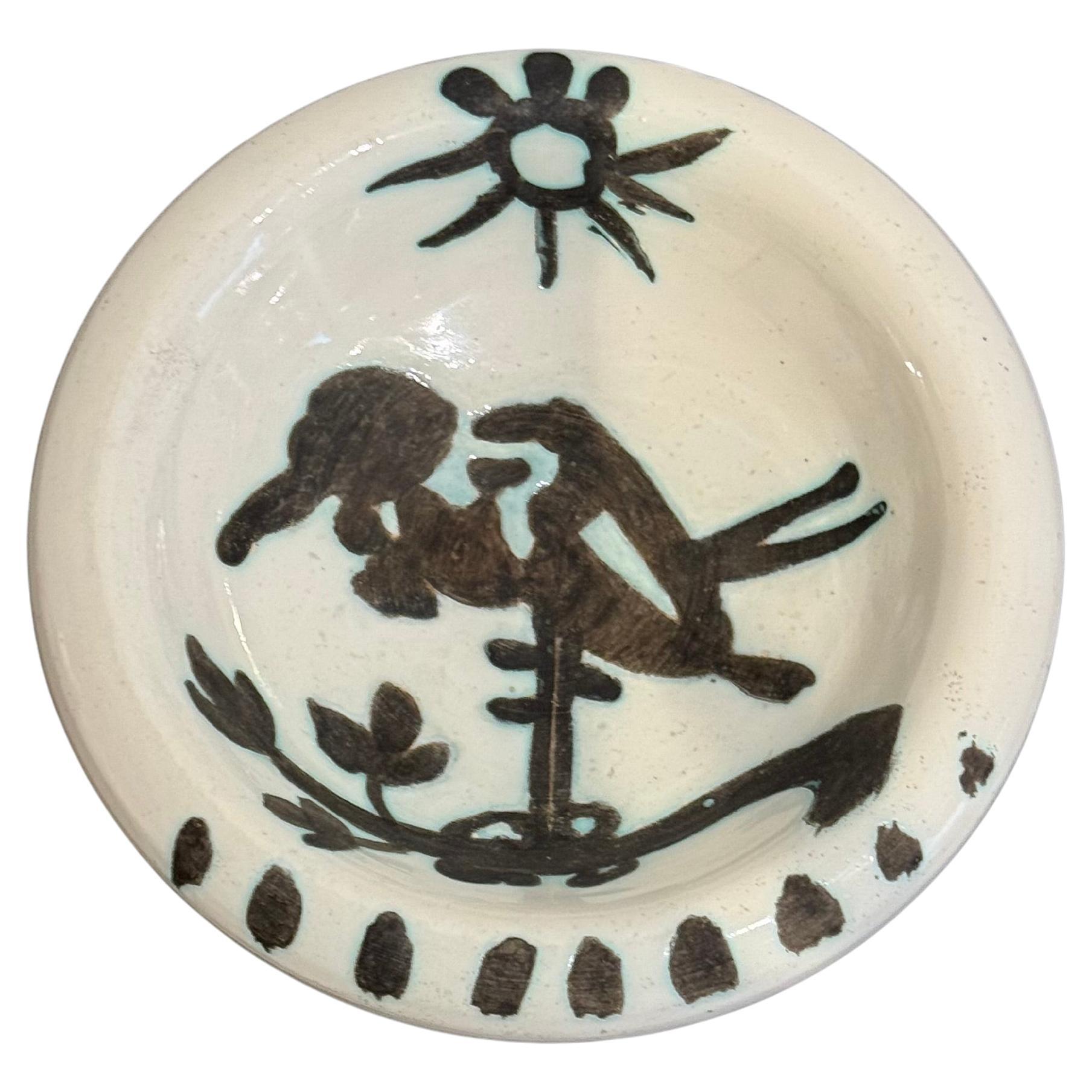Picasso Céramique Cendrier / coupe "Oiseau sous le soleil" Edition Madoura 1952