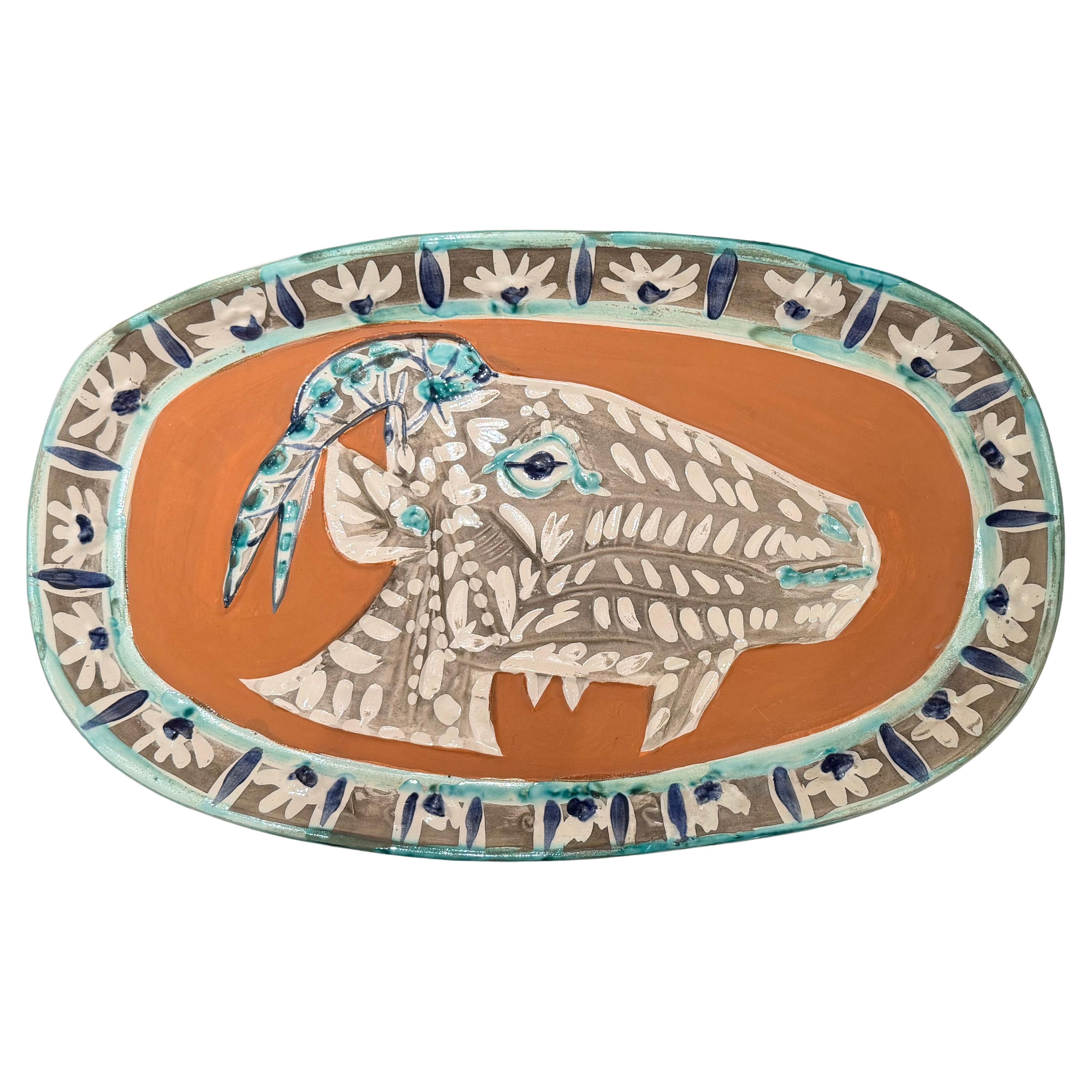 Piatto in ceramica Picasso "testa di capra di profilo" Edizione Madoura 1952