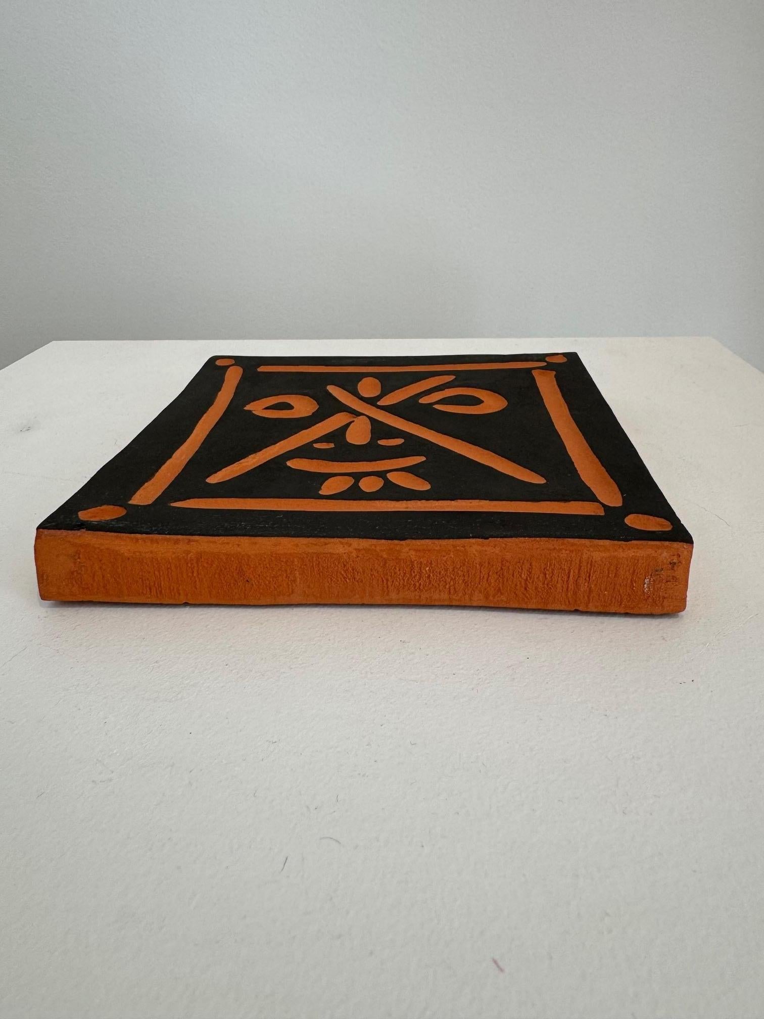 French Picasso Ceramic Edition Madoura , Square plaque 
