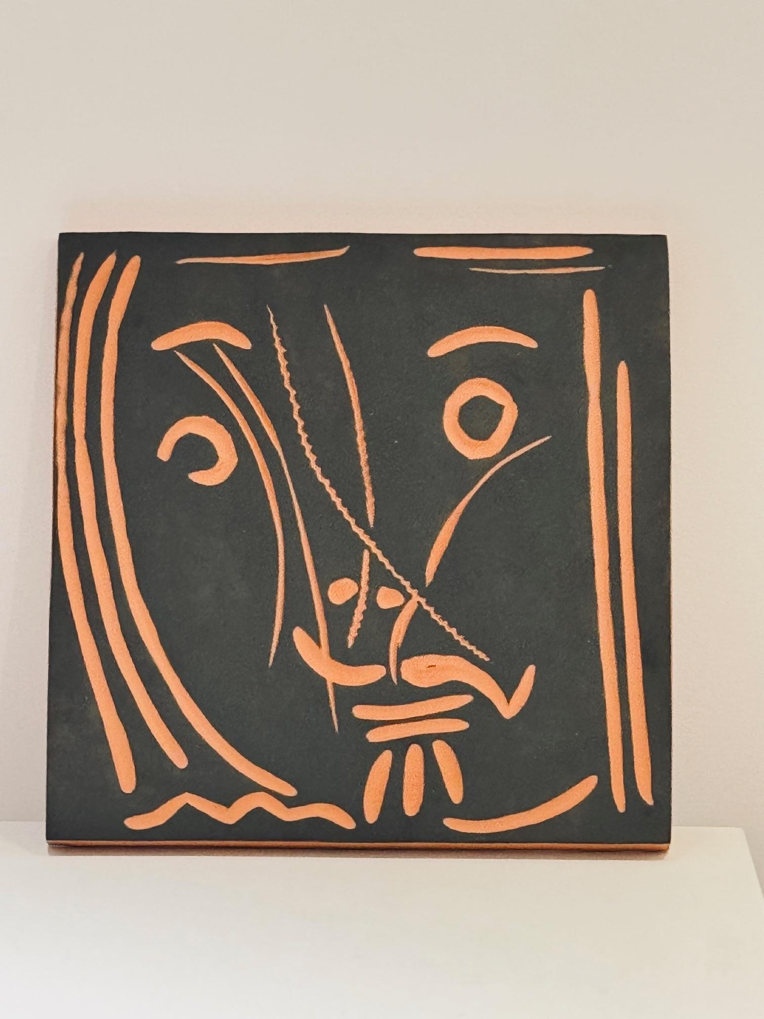 Mid-Century Modern Picasso Ceramic Edition Madoura , Square plaque 