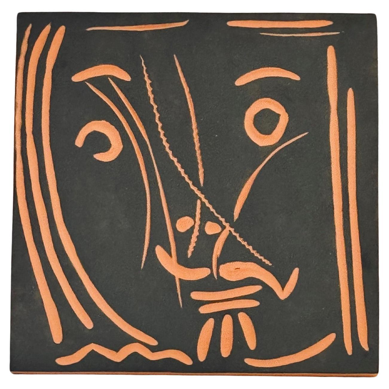 Picasso Keramik-Ausgabe Madoura von Picasso, Quadratische Plakette „Pomone“ aus Keramik, 1968