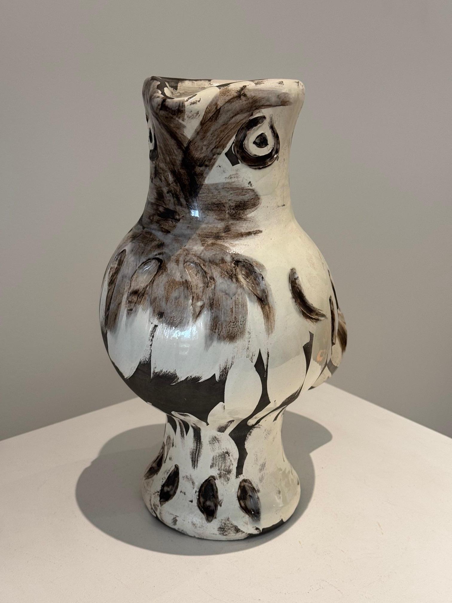 Mid-Century Modern Pichet de vase en céramique Picasso  « Hibou en bois » Edition Madoura 1969 en vente