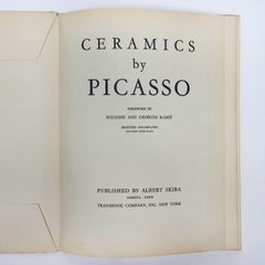 Picasso Ceramics, Book 1st English Language Edition, 1950