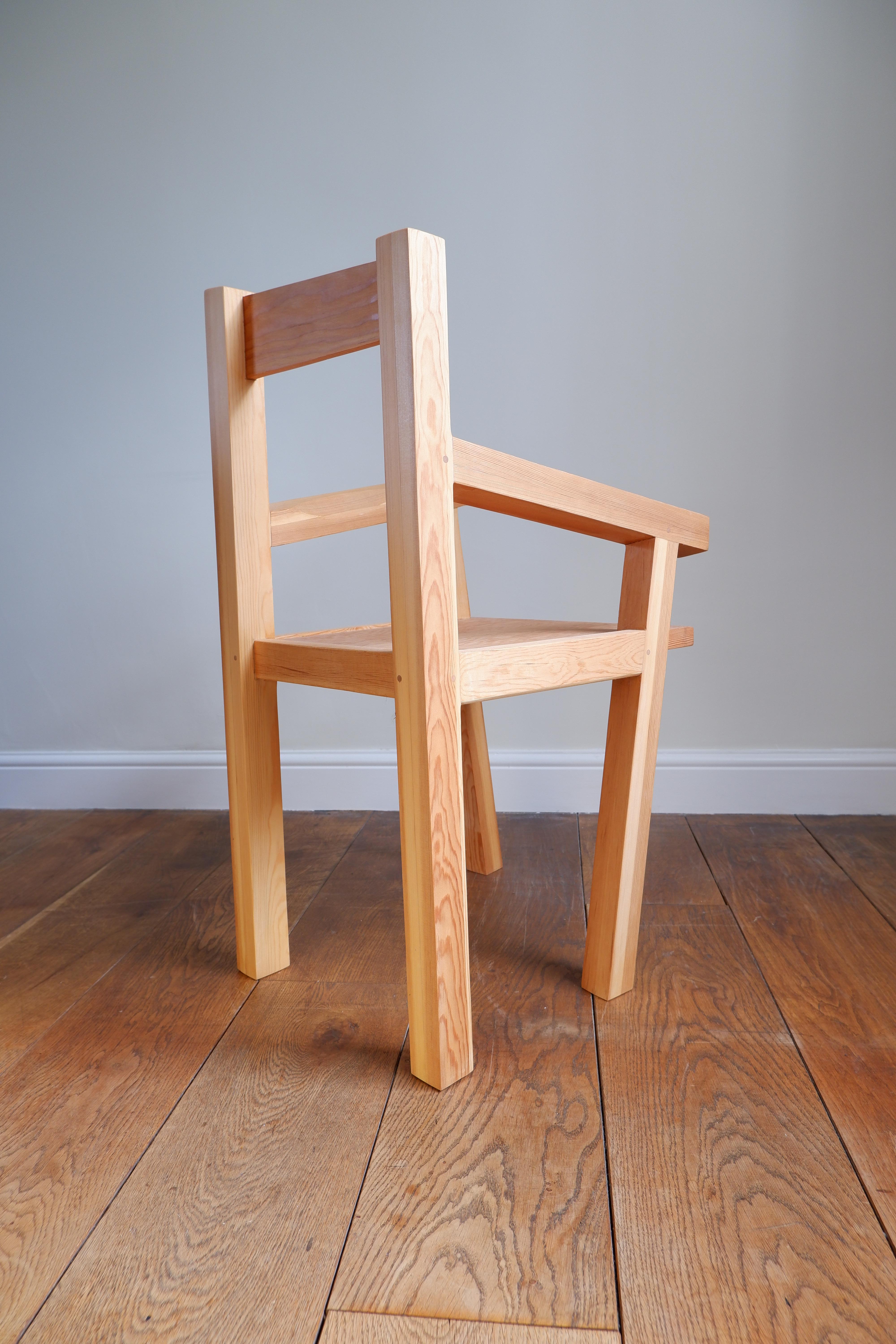 Picasso Chair, by Josh Page Studio. Side Chair in Pine and Douglas Fur wood. In New Condition For Sale In Cranbrook, GB